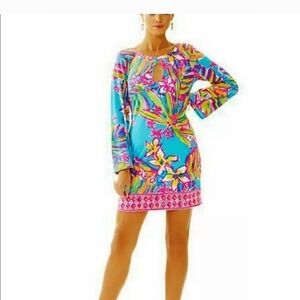 Lilly Pulitzer Fairfield Tunic Dress Sea Blue Summer Haze Size L